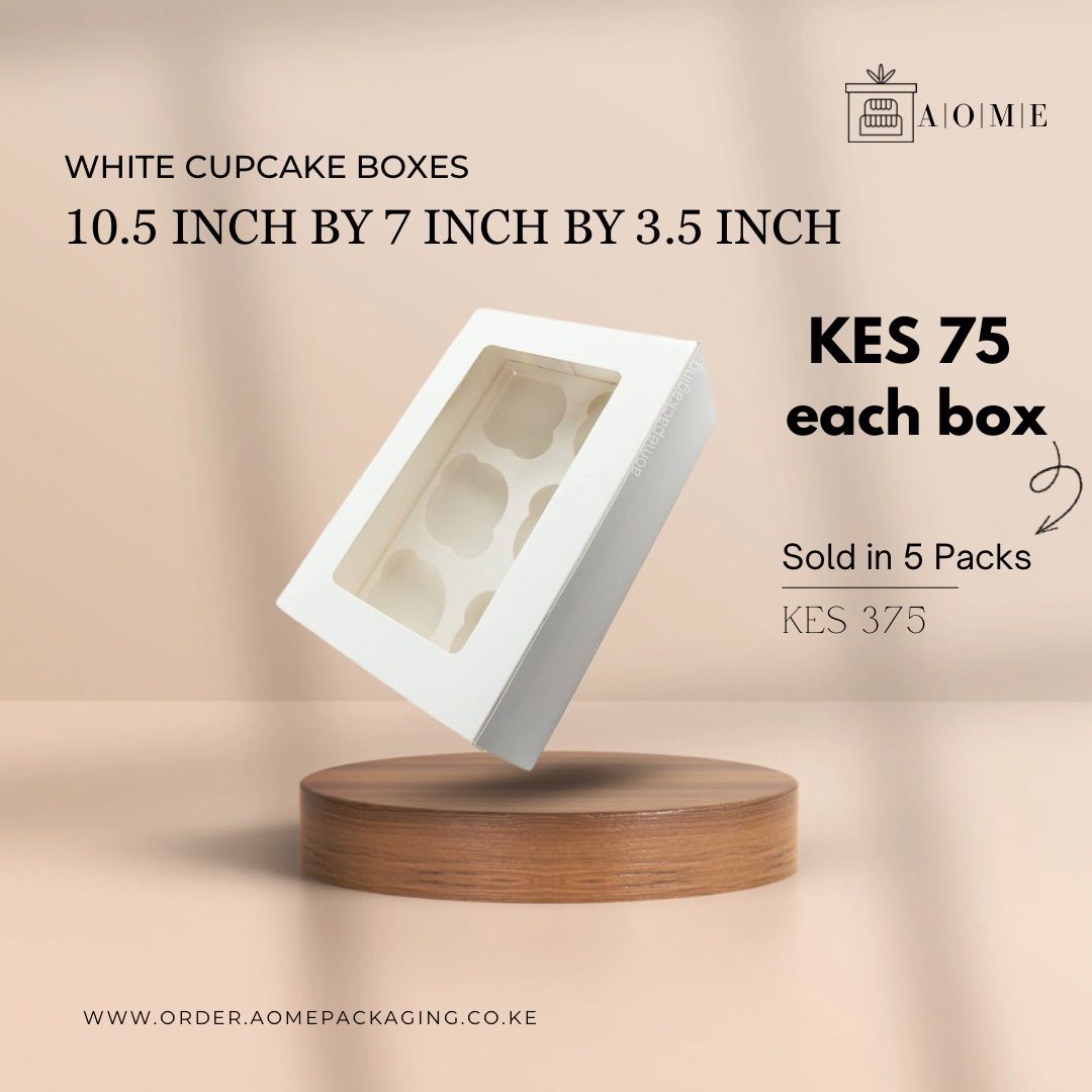 6-Hole White Window Lid Cupcake Boxes - 5 Pack  _0