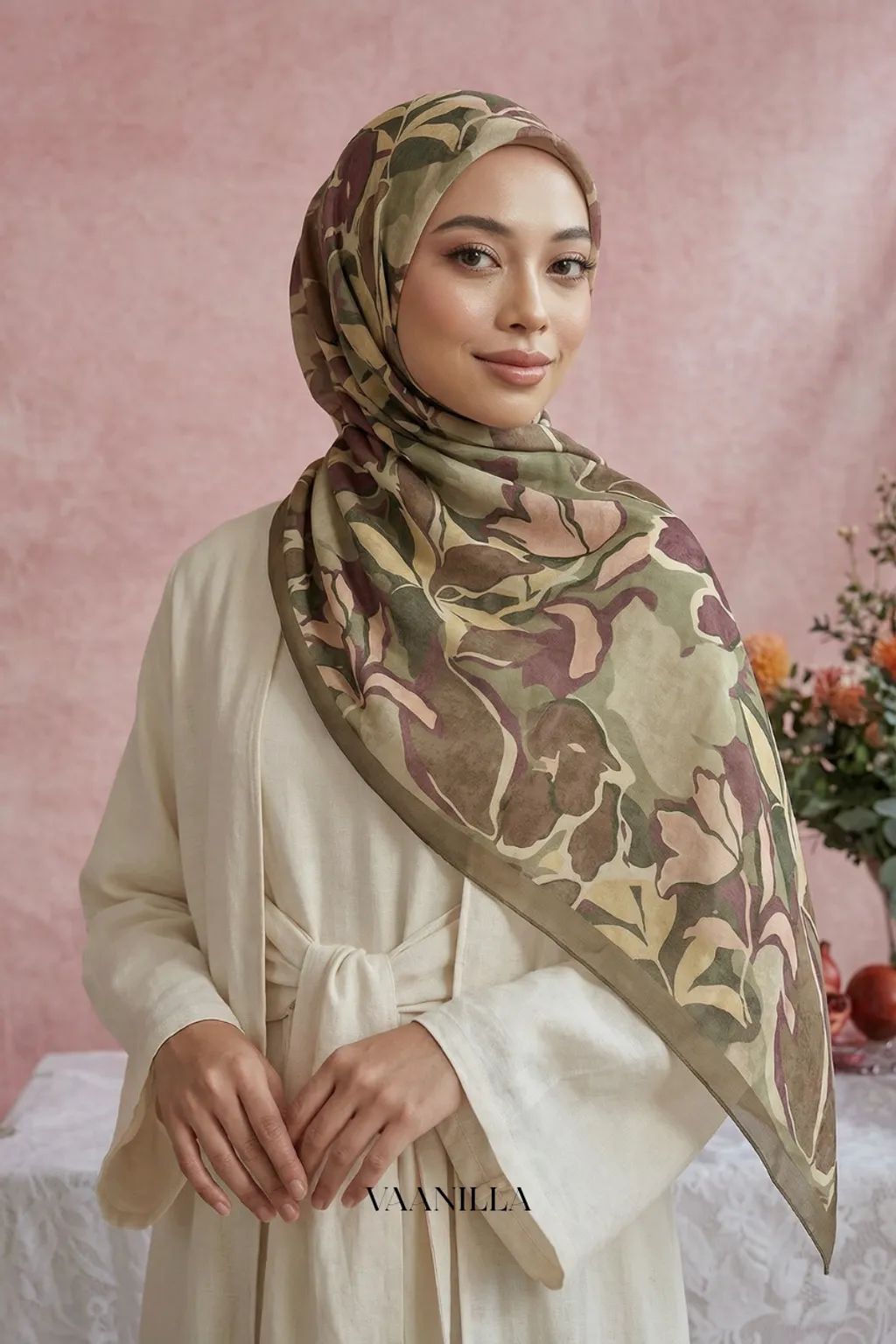 Canting Scented Japan Voile Square Scarf in Tuscan_0