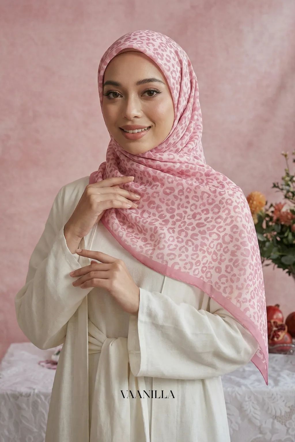 Savana Scented Japan Voile Square Scarf in Pinkpaw_0