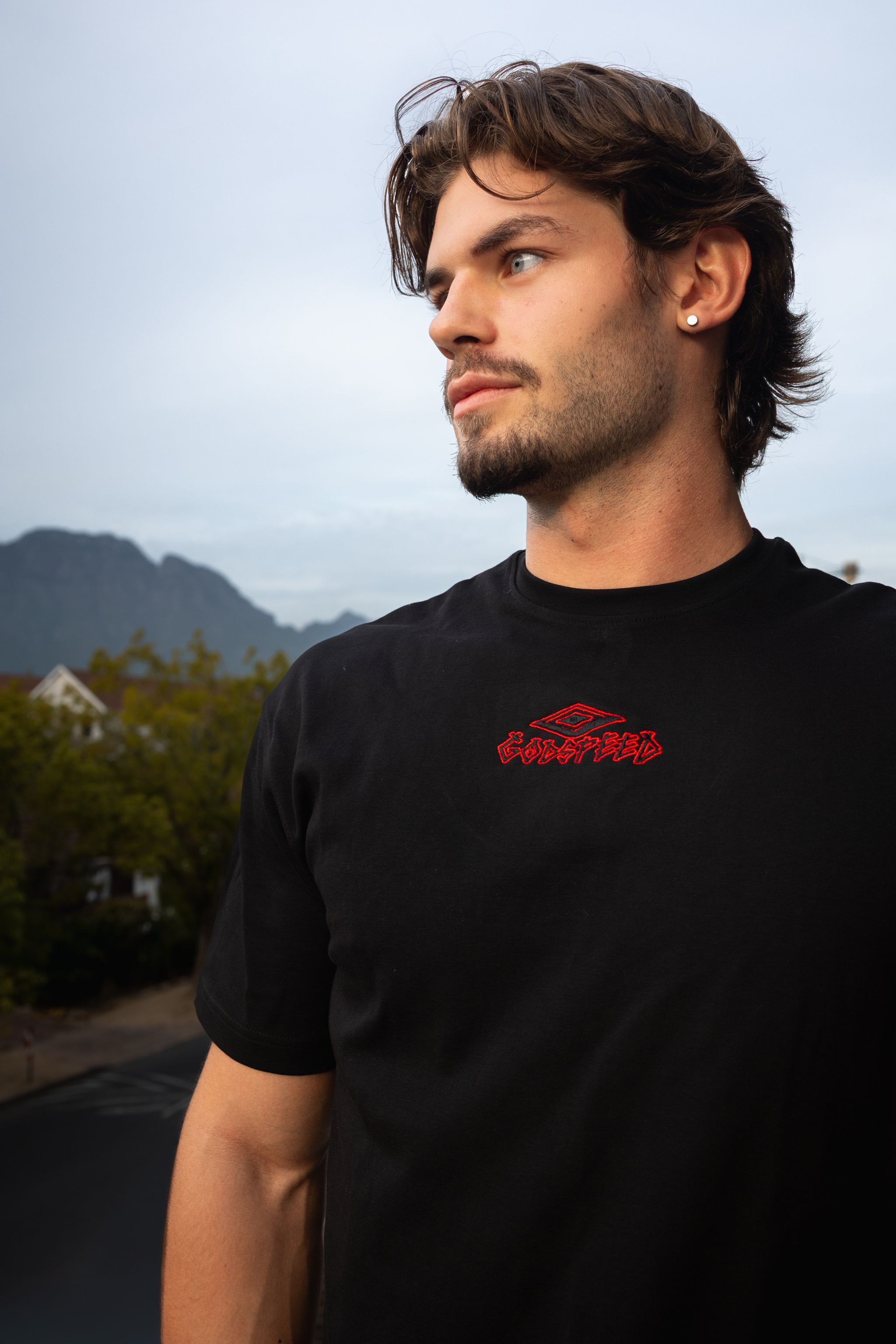 Men's Black embroidered Tee_1