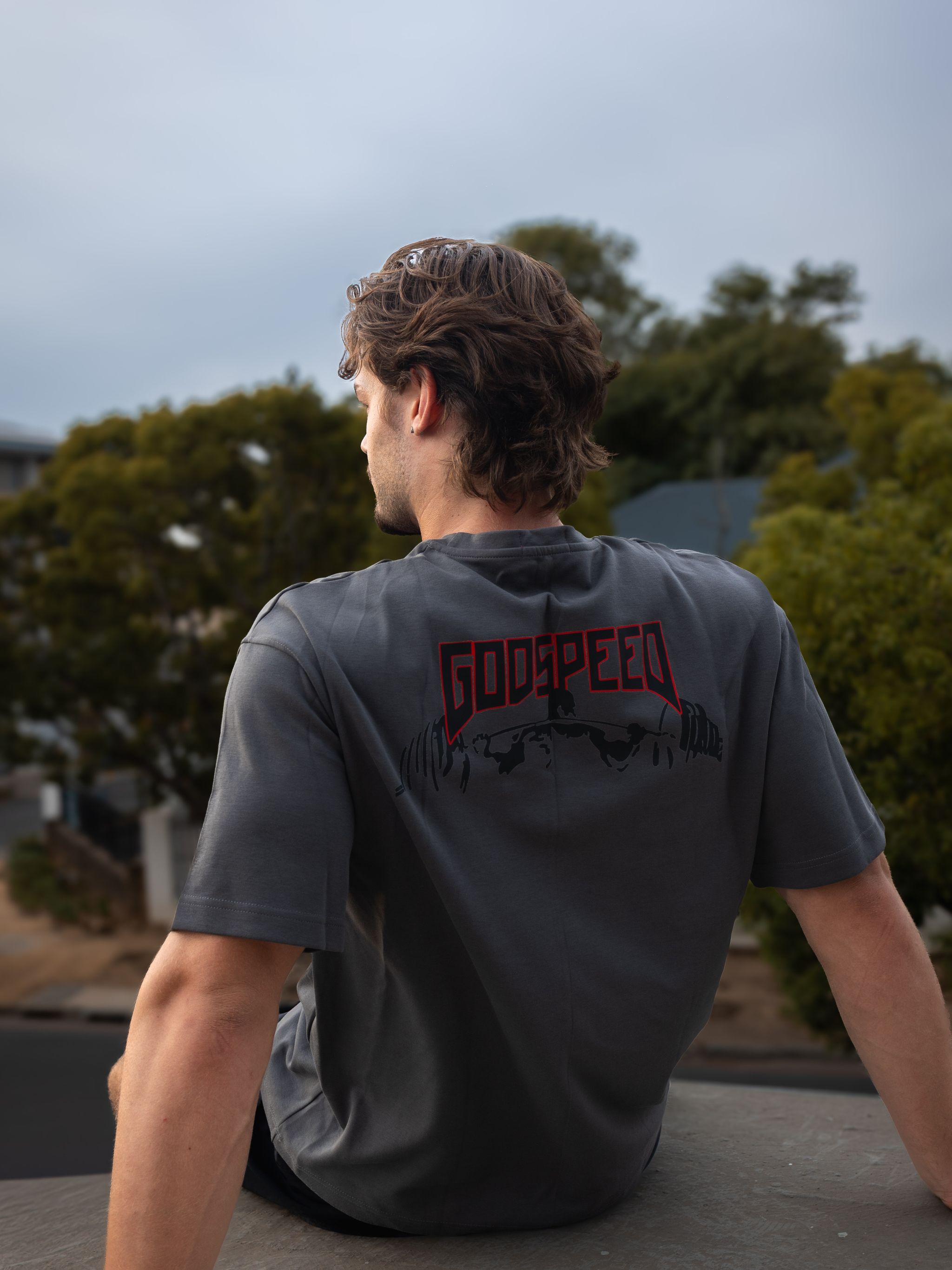 Men's Grey Tee with power lifter print  _1