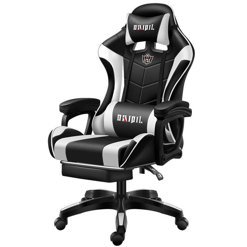 Cadeira Gamer com Encosto Ajustável, Cadeira Executiva Ergonômica para Escritório, Cadeira de Corrida com Altura Ajustável para Máxima Experiência de Jogo (Preto e Branco)_1