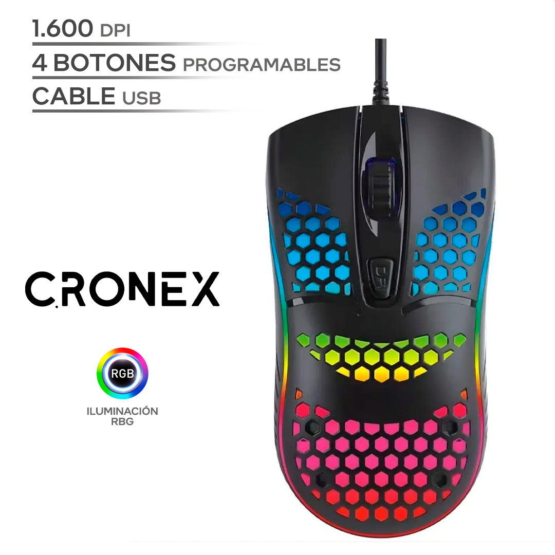 CRONEX HIDRA / 1600 DPI / 4 BOTONES / ALAMBRICO USB_0