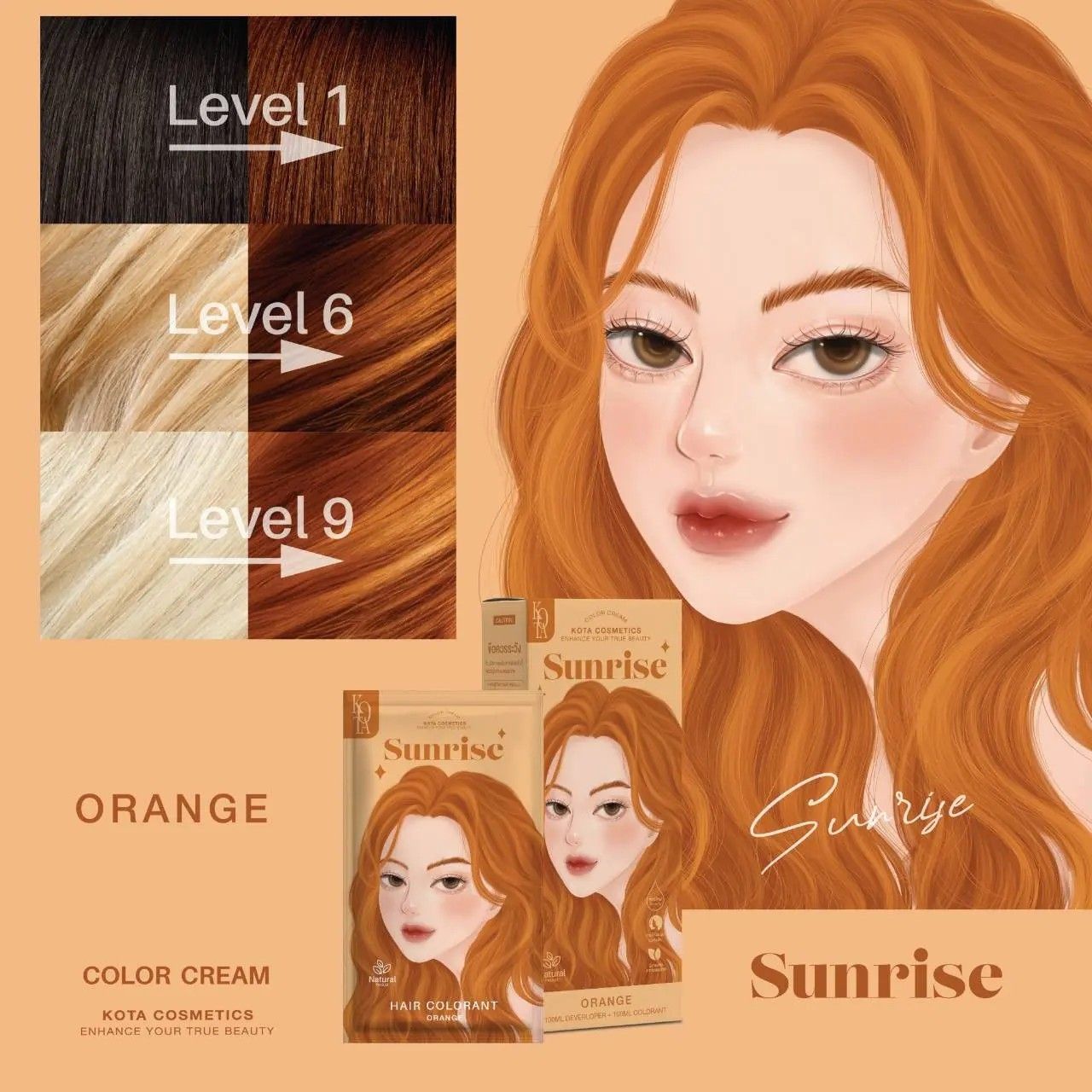 Kota - Hair Dye Permanent Colorant (200ml) - Sunrise (Orange) | Wholesale Hair Dye Singapore_2