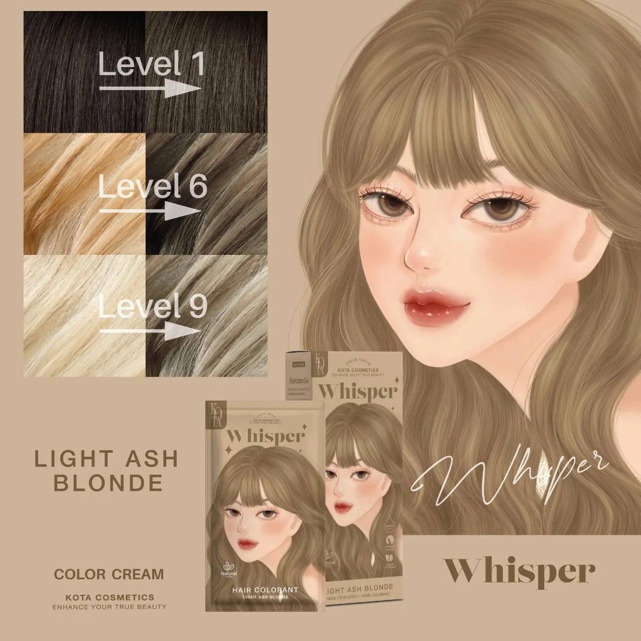 Kota - Hair Dye Permanent Colorant (200ml) - Whisper (Light Blonde) | Wholesale Hair Dye Singapore_2