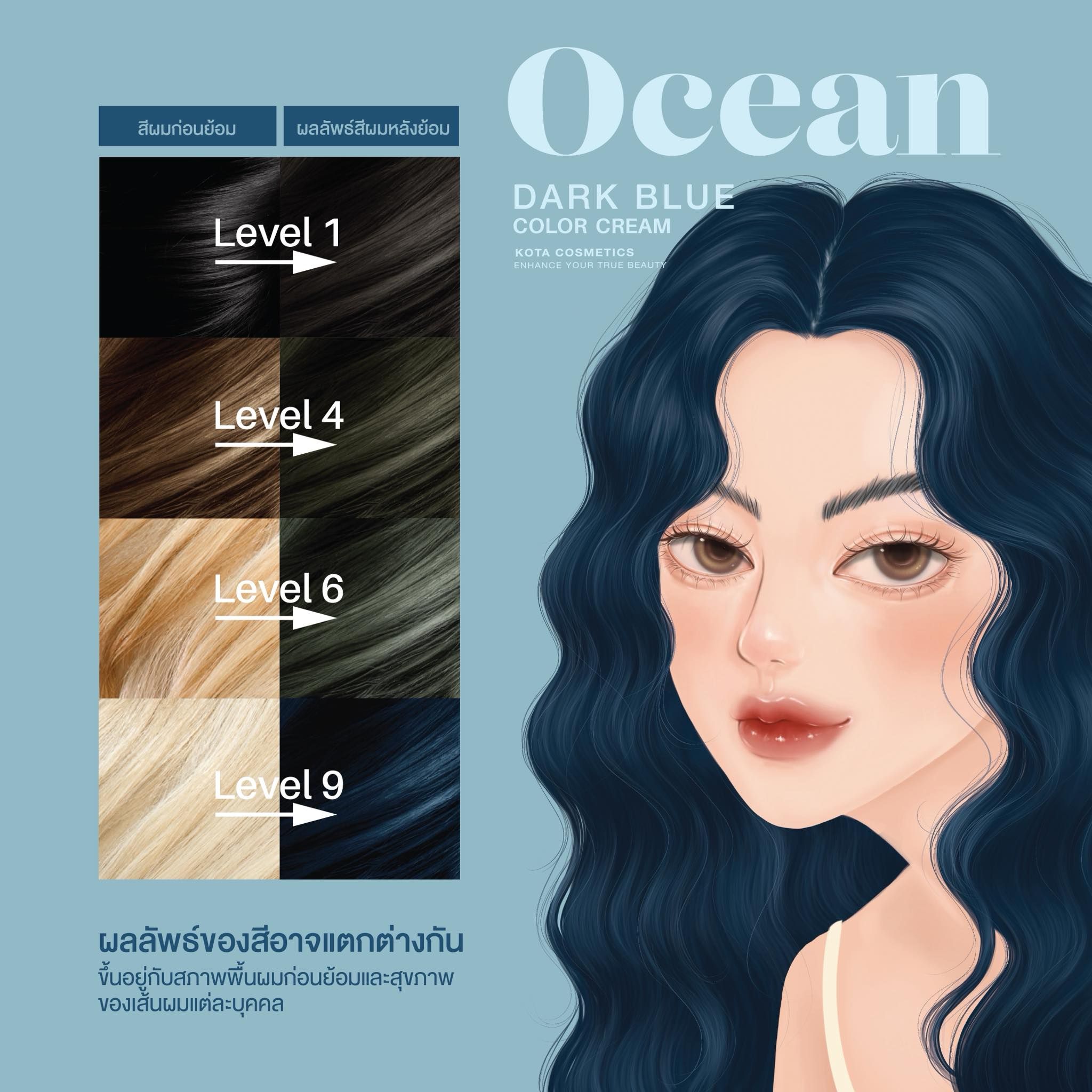 Kota - Hair Dye Permanent Colorant (200ml) - Ocean (Dark Blue) | Wholesale Hair Dye Singapore_2