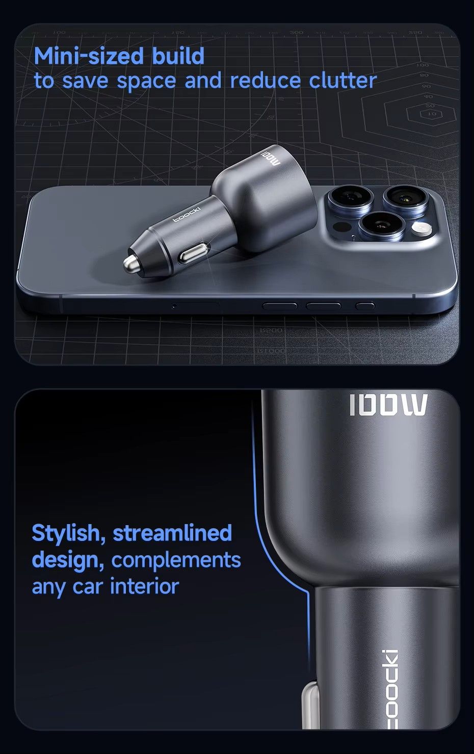 Toocki New Arrival PD 100W 2Type c +1 USB port portable_9