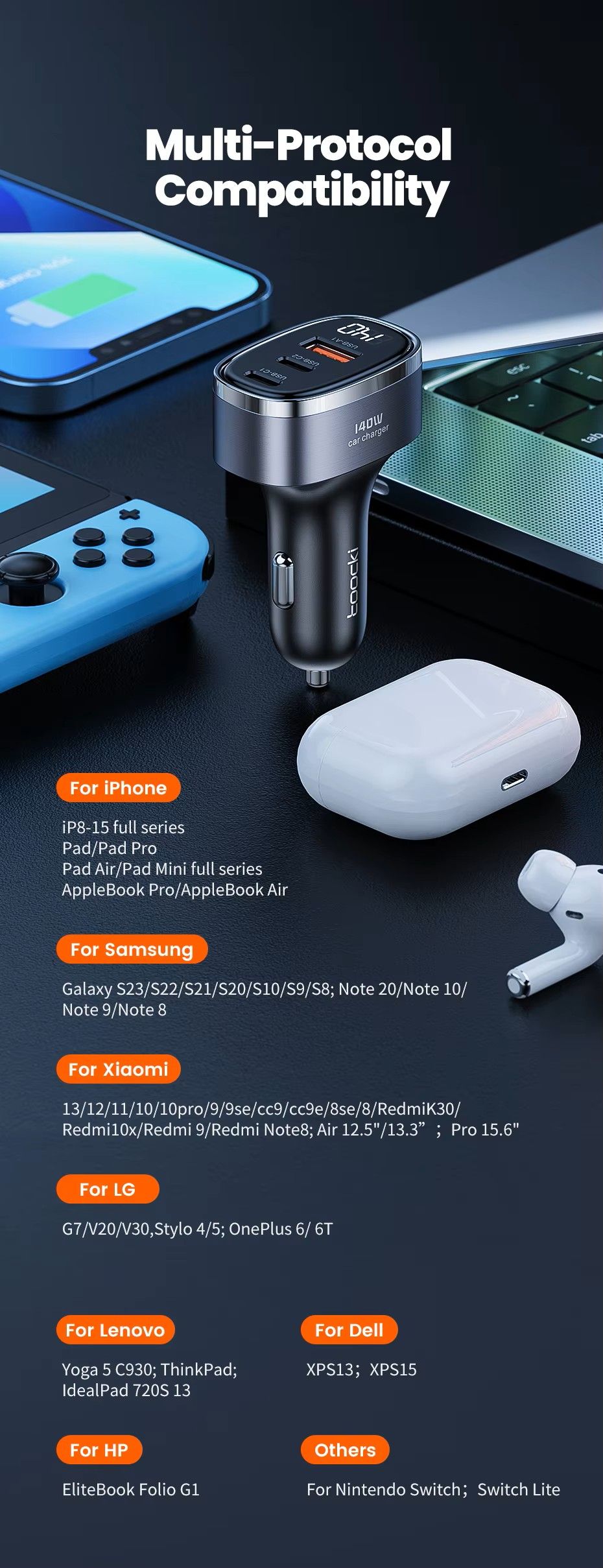 Toocki Advanced 3-in-1 140W Max PD SCP USB-C_6