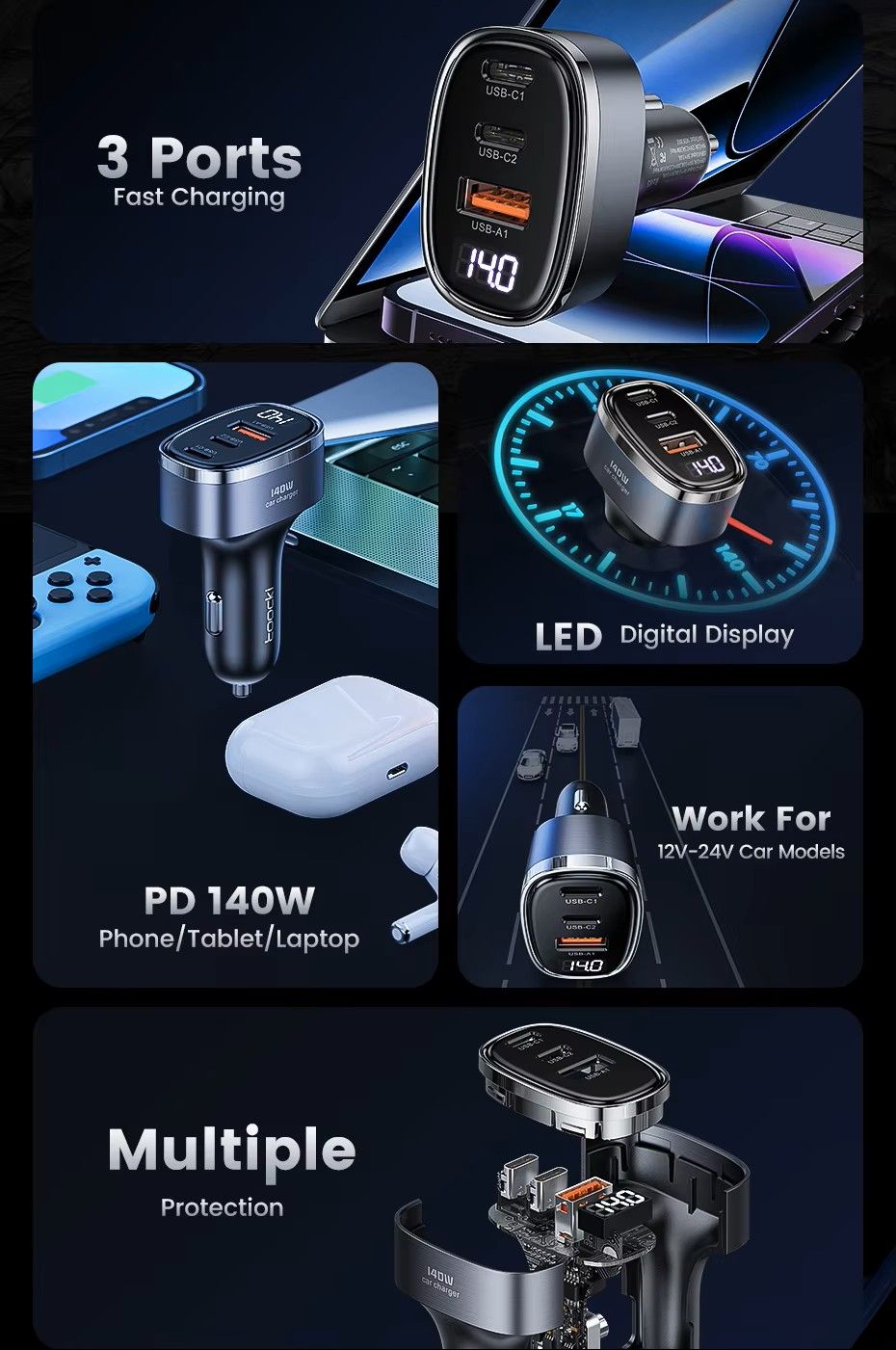 Toocki Advanced 3-in-1 140W Max PD SCP USB-C_9