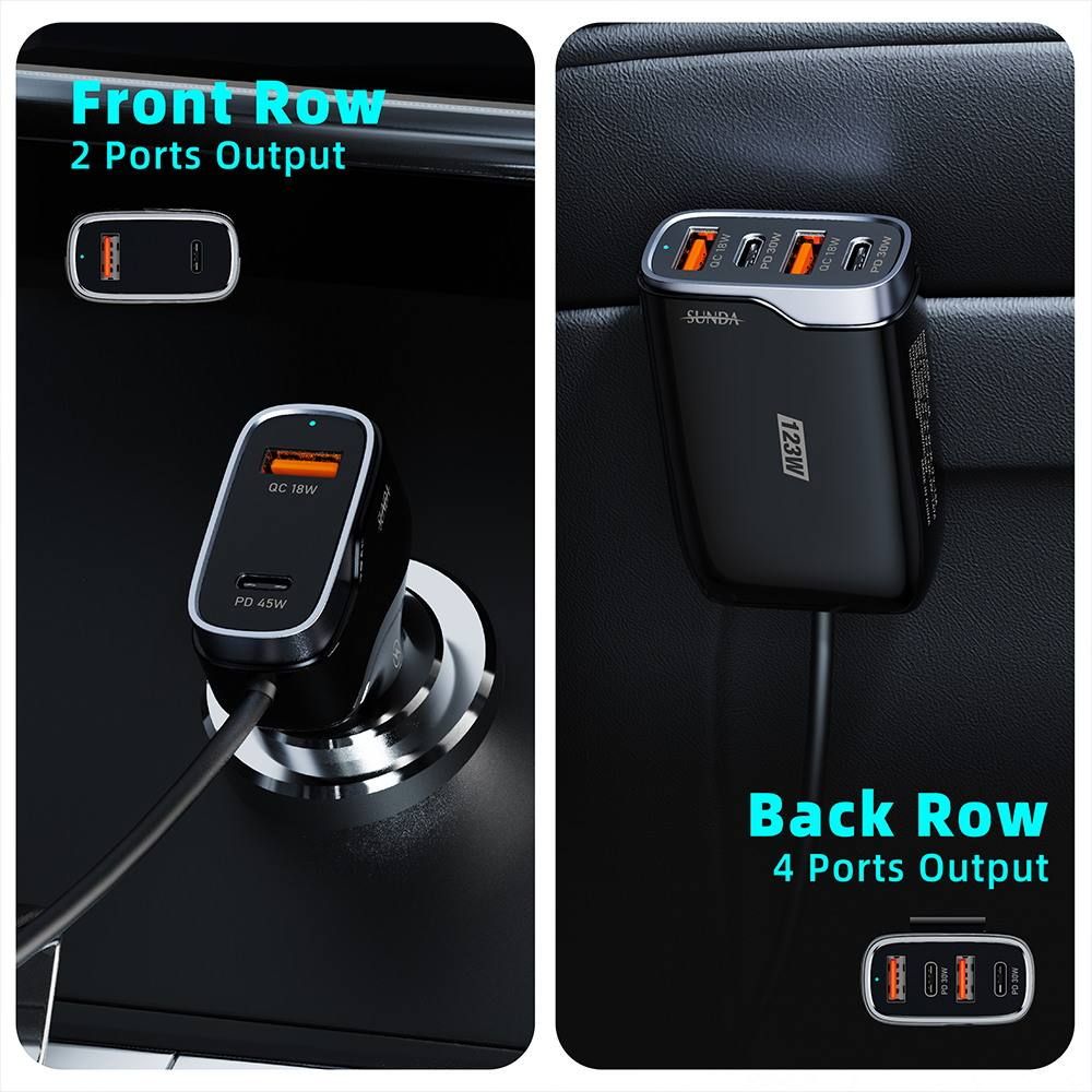 Multi Port Car Charger 123W_2