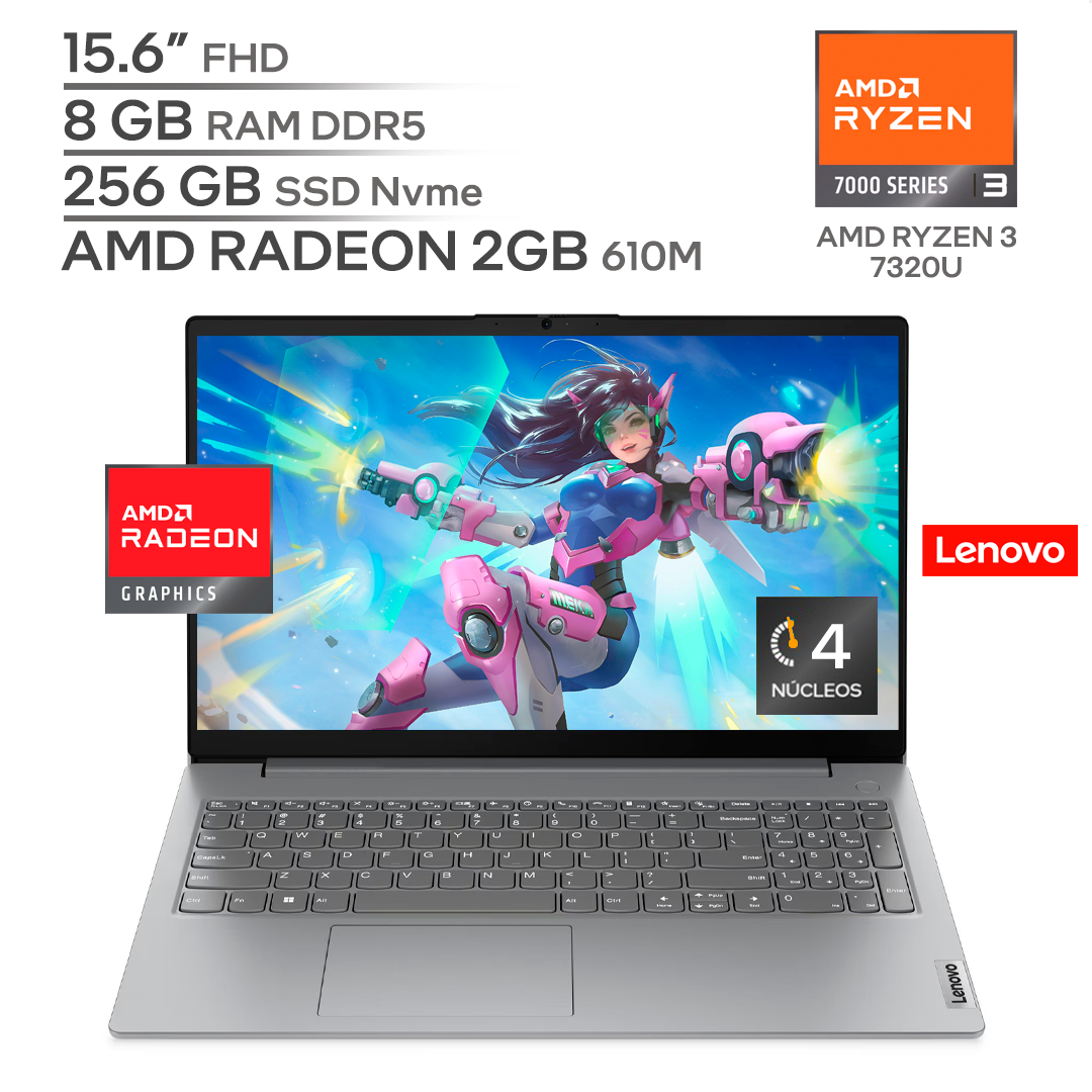 LENOVO V15 G4 AMN / AMD RYZEN 3 7320U / RAM 8 GB DDR5 / SSD 256 GB Nvme / 15.6" FHD 1080P / WINDOWS 11_0