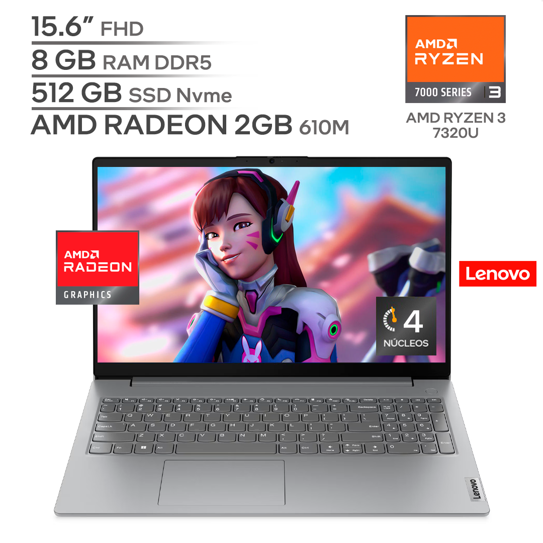 LENOVO V15 G4 AMN / AMD RYZEN 3 7320U / RAM 8 GB DDR5 / SSD 512 GB Nvme / 15.6" FHD 1080P / WINDOWS 11_0