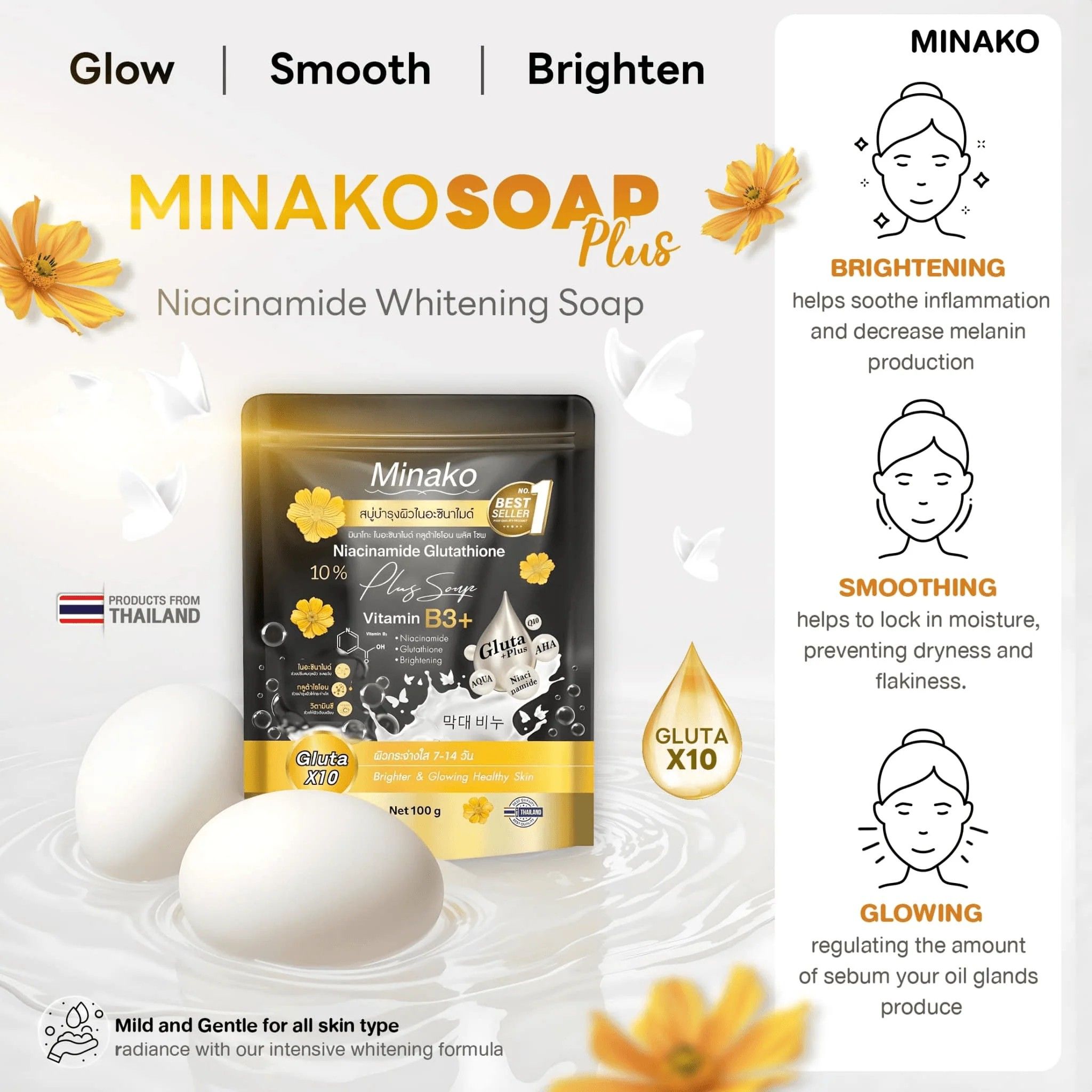 Minako - Niacinamide Glutathione Plus Soap (100g) | Wholesale Bath & Body Care Singapore_2