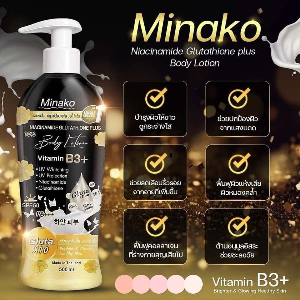 Minako - Niacinamide Glutathione Plus Body Lotion (500ml) | Wholesale Bath & Body Care Singapore_1