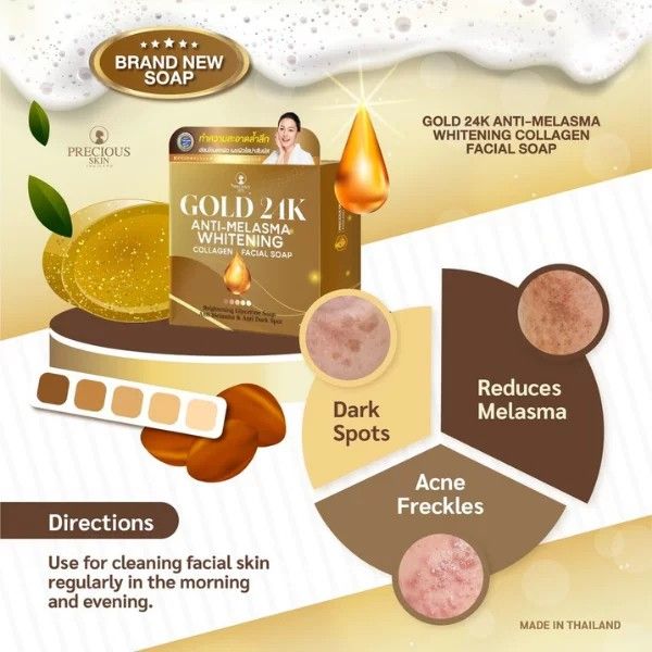 Precious Skin - Gold 24k Whitening Anti-Melasma Collagen Facial Soap (50g) | Wholesale Facial Skincare Singapore_2