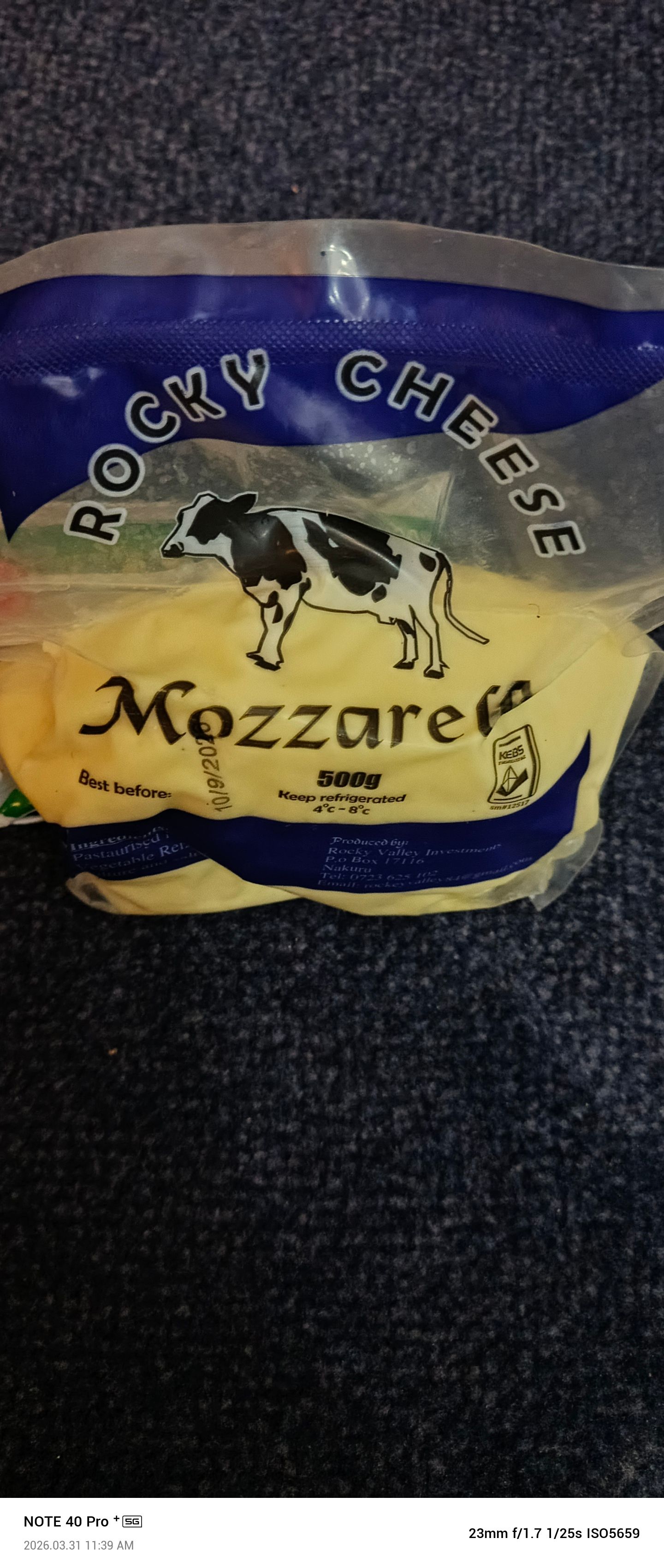 Rocky mozarella cheese 500g_0