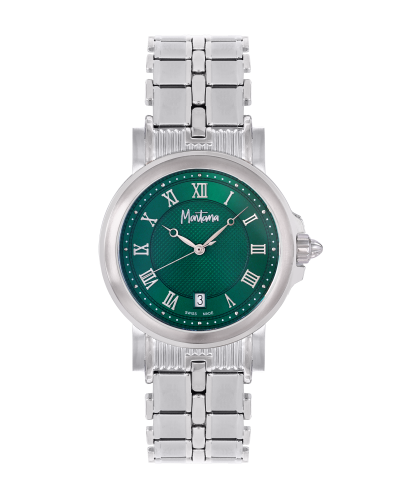 ساعة رجالية صناعة سويسرية ماركة مونتانا فضي مينا أخضر موديل M170187G_0