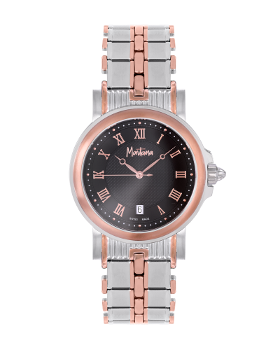 ساعة رجالية صناعة سويسرية ماركة مونتانا فضي روز مينا اسود موديل M170187G_0