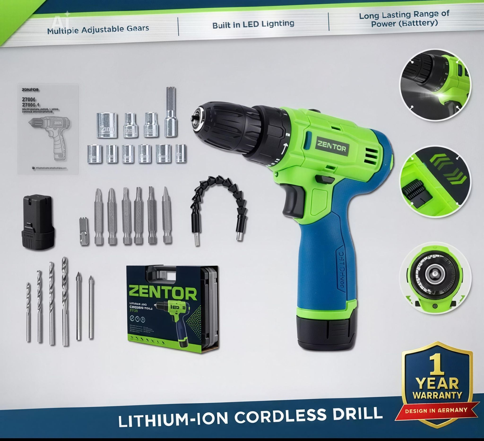 ZENTOR Cordless Drill 10ml ZT030_2