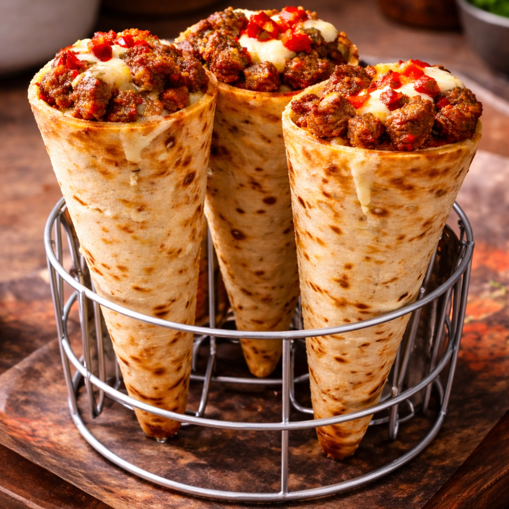 Cheesy Stuffed Cone Wraps_0