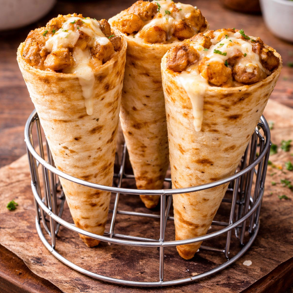 Cheesy Stuffed Cone Wraps_1