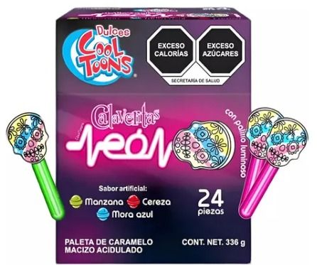 PALETA CALAVERITAS NEON COOL TOONS DISP C/24 PZS_0