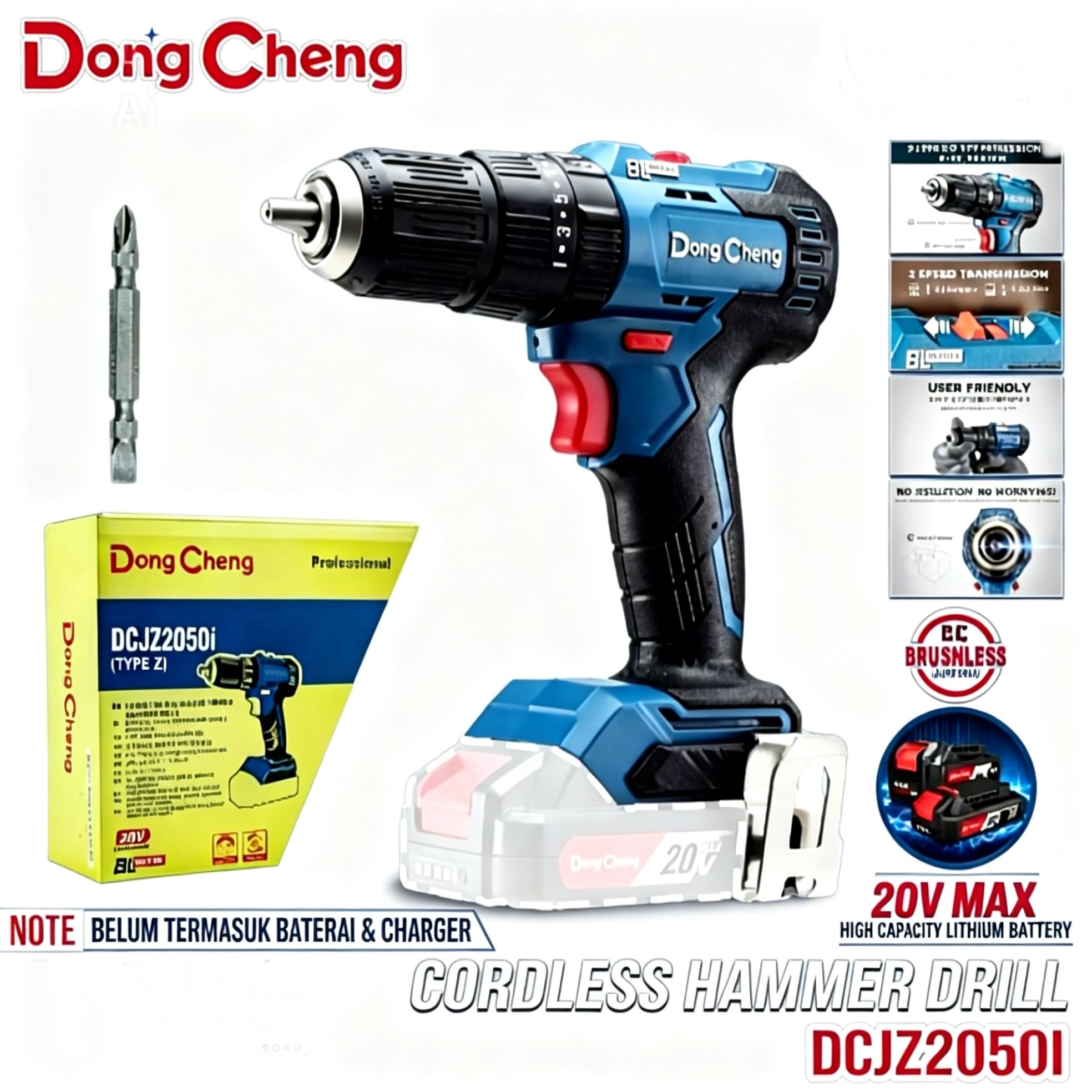 Dong Cheng DCJZ2050i Z [ Mesin saja ] Bor Brushless Impact 13ml_0