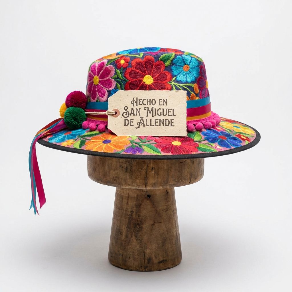 Sombrero Bordado Floral / Floral Embroidered Hat_0