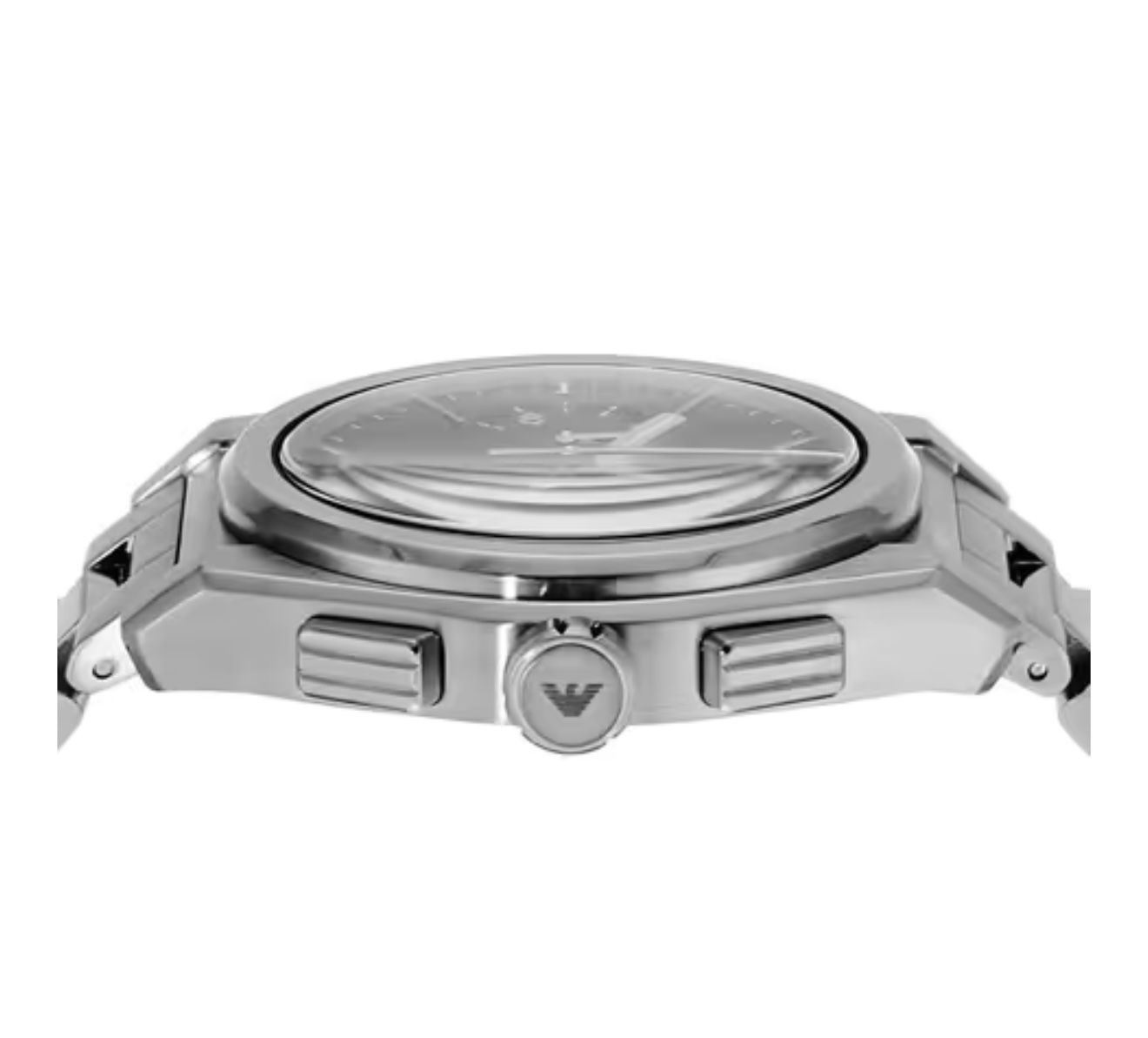 Armani Stainless Steel Watch with Black Chronograph Dial_3