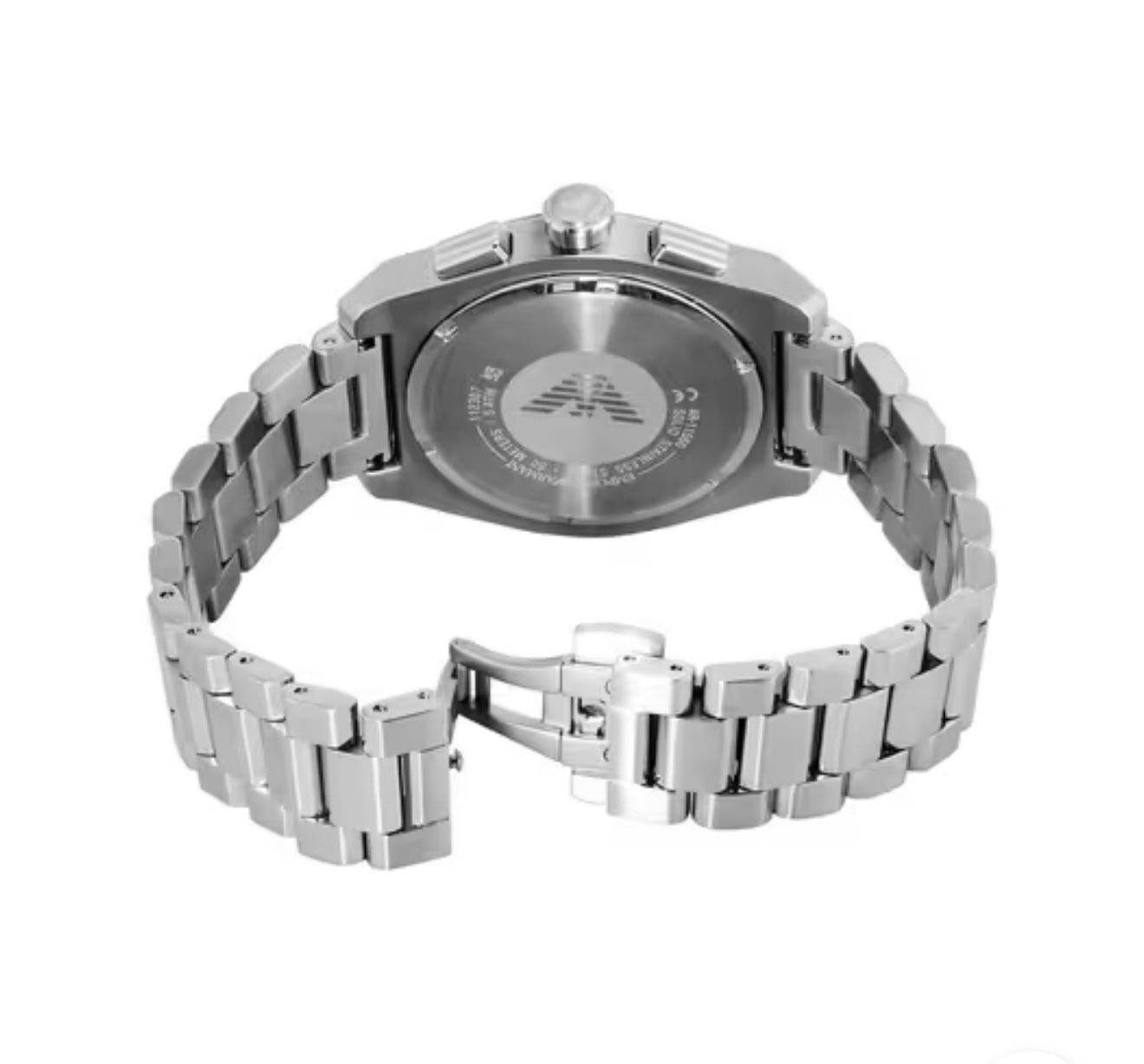 Armani Stainless Steel Watch with Black Chronograph Dial_2