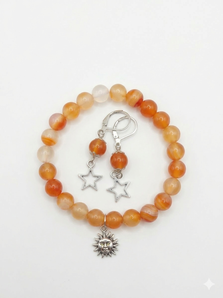 Carnelian bracelet and earrings set_0