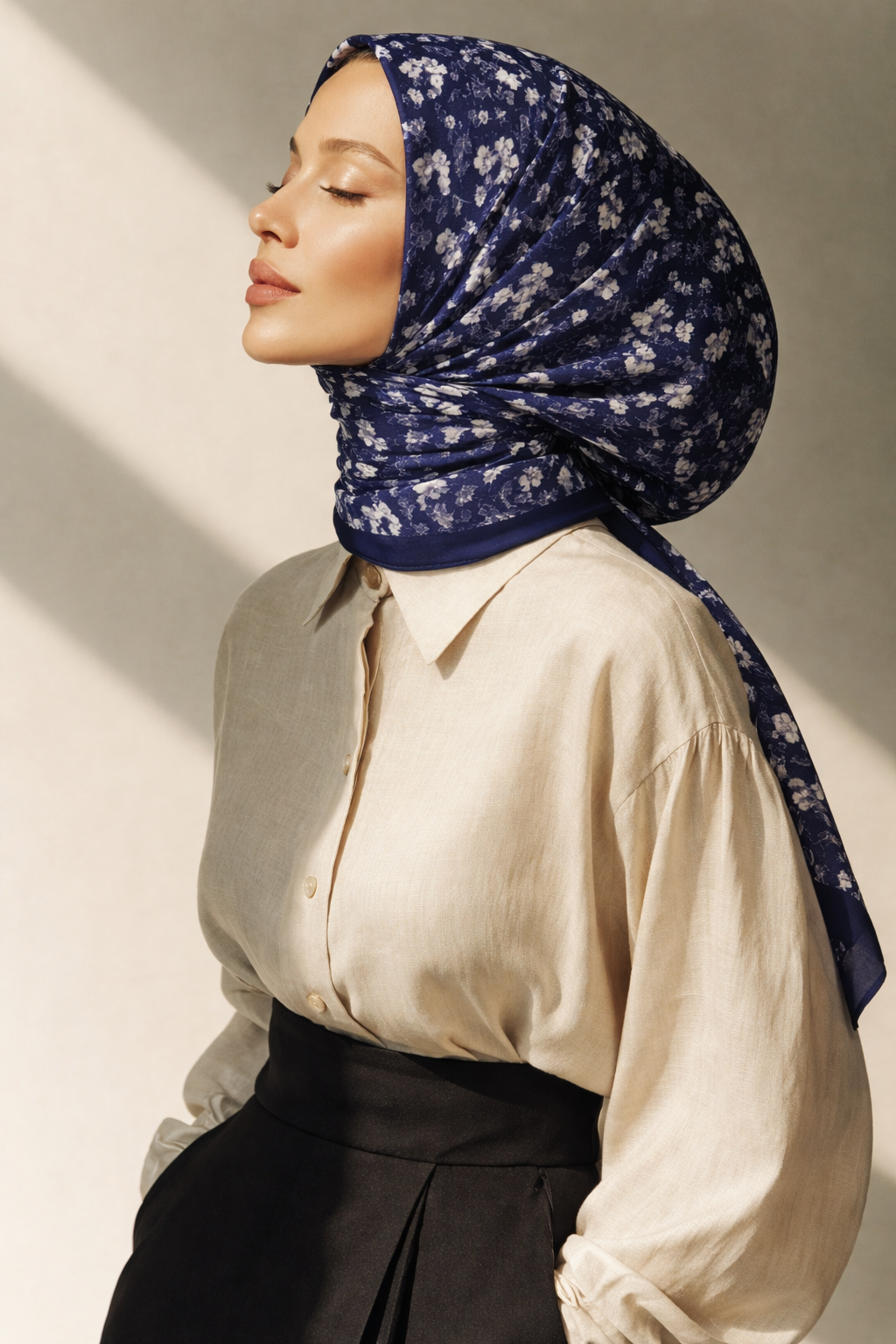 Delight Scented Japan Voile Square Scarf in Sapphire_0