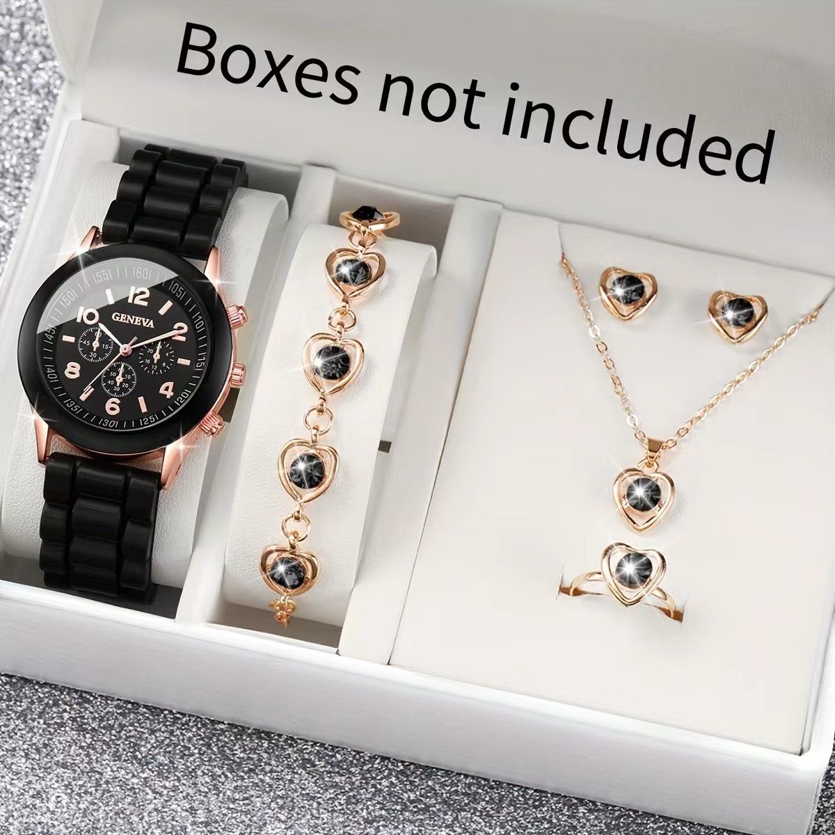 Nouvelle Mode Prix Bas Montre Décontractée à Quartz pour Femmes Ensemble Cadeau Bijoux Bracelet 5 Pièces pour Femmes Montre-Bracelet à Bracelet en Silicone Reloj_4