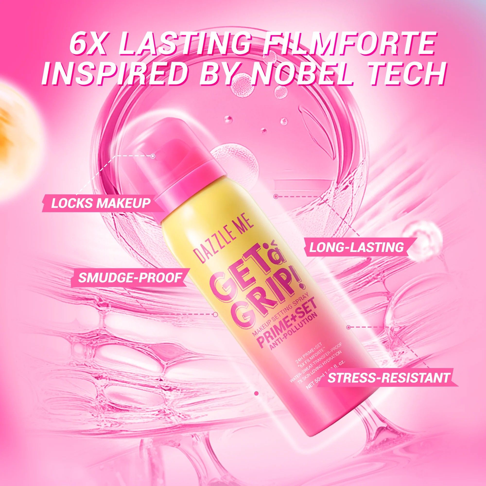 Dazzle Me - Get A Grip! Makeup Setting Spray (50ml) - Prime + Set Anti-Pollution | Wholesale Makeup Singapore_0