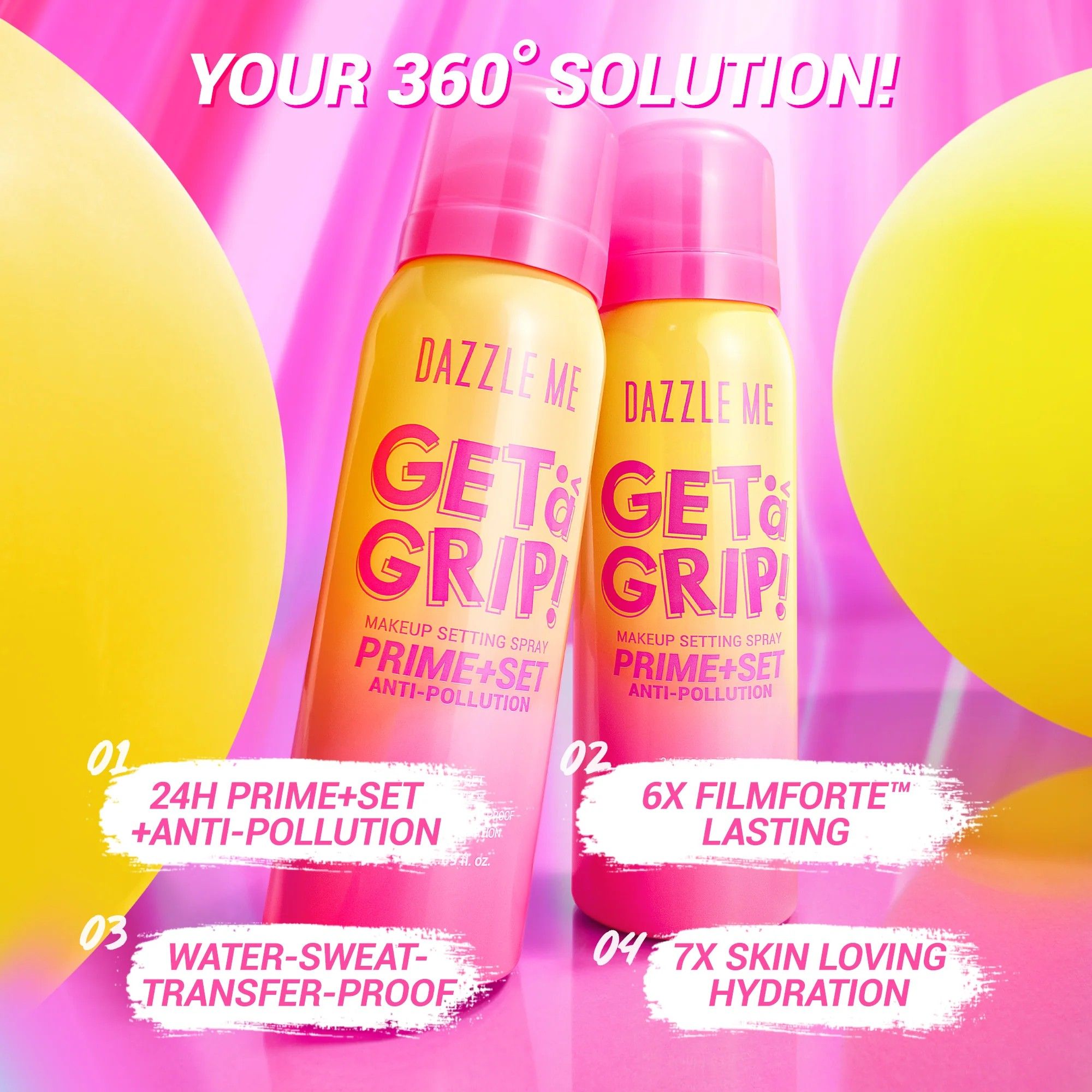 Dazzle Me - Get A Grip! Makeup Setting Spray (50ml) - Prime + Set Anti-Pollution | Wholesale Makeup Singapore_2