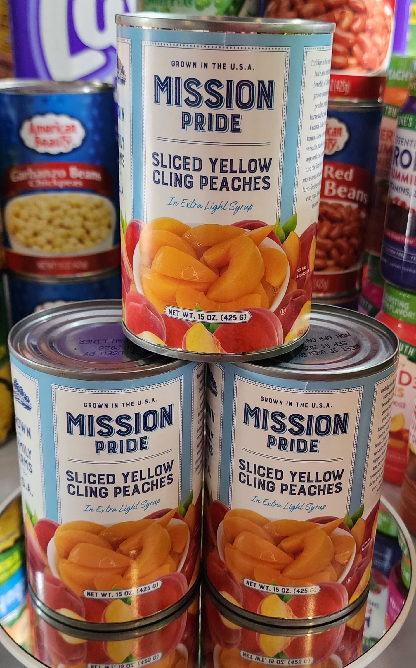 Mission Pride slice yellow cling peaches 🍑 in extra light syrup _0