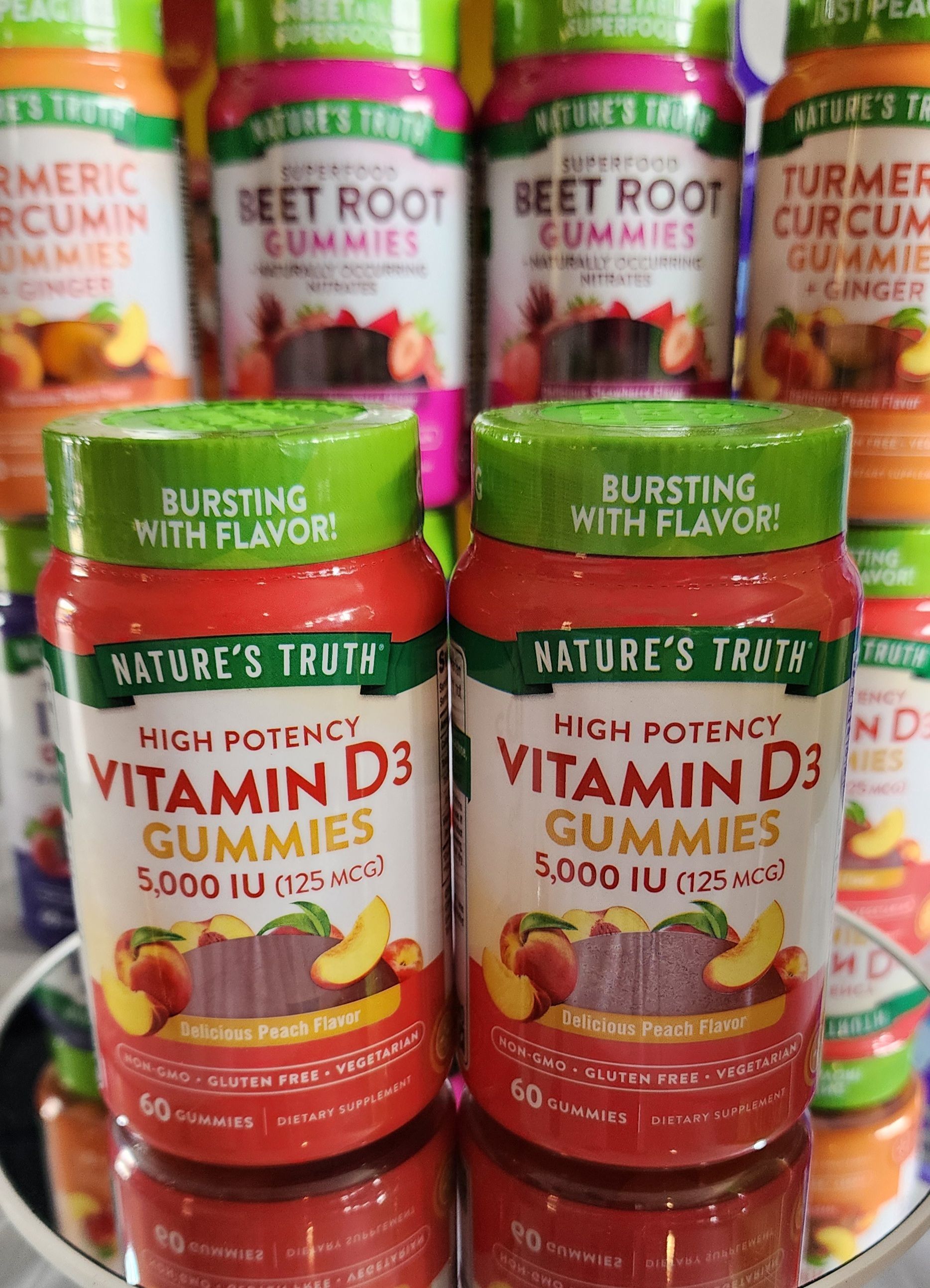 Vitamin D3 Gummies | 5000 IU | 60 Count | For Men and Women | Peach Flavor | by Nature's Truth_0