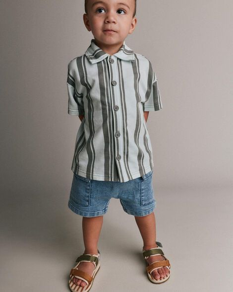 Toddler Boy Cargo Shorts in Denim_0