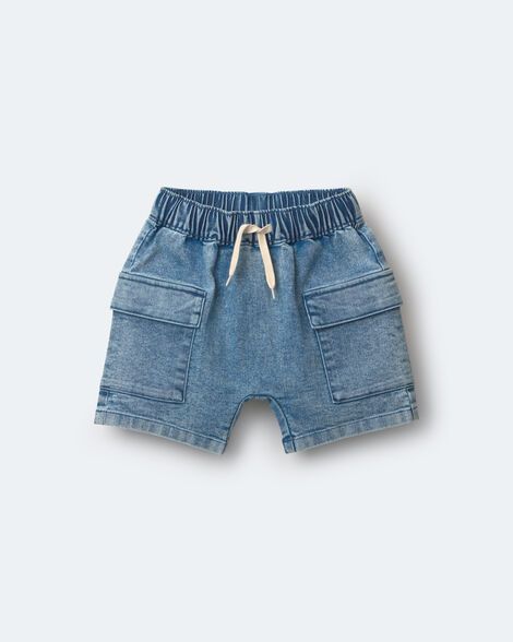 Toddler Boy Cargo Shorts in Denim_1