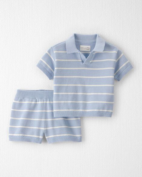 Baby Boy 2-Piece Organic Cotton Top & Short Set in Stripes_0
