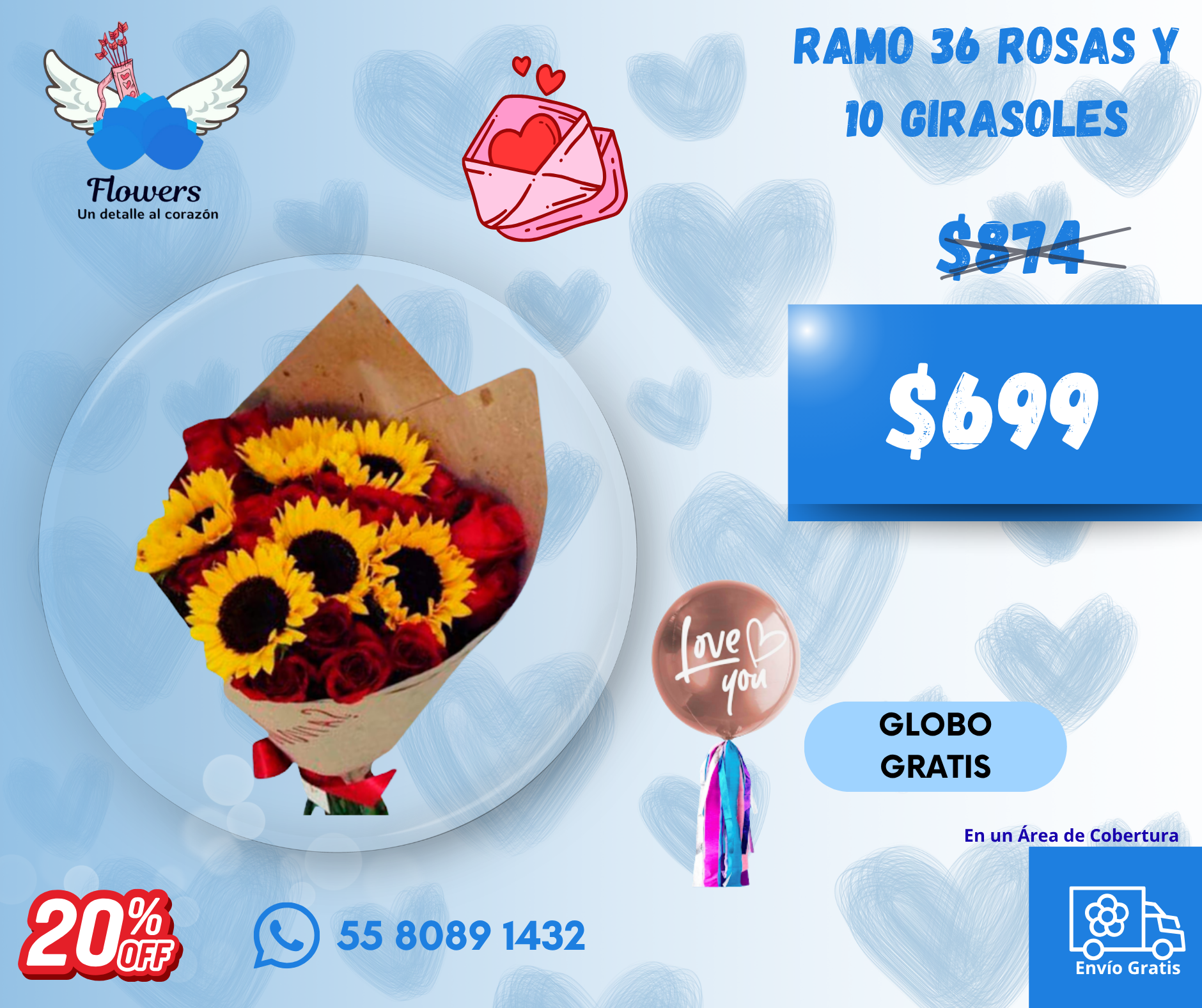 RAMO 36 rosas Y 10 GIRASOLES_0