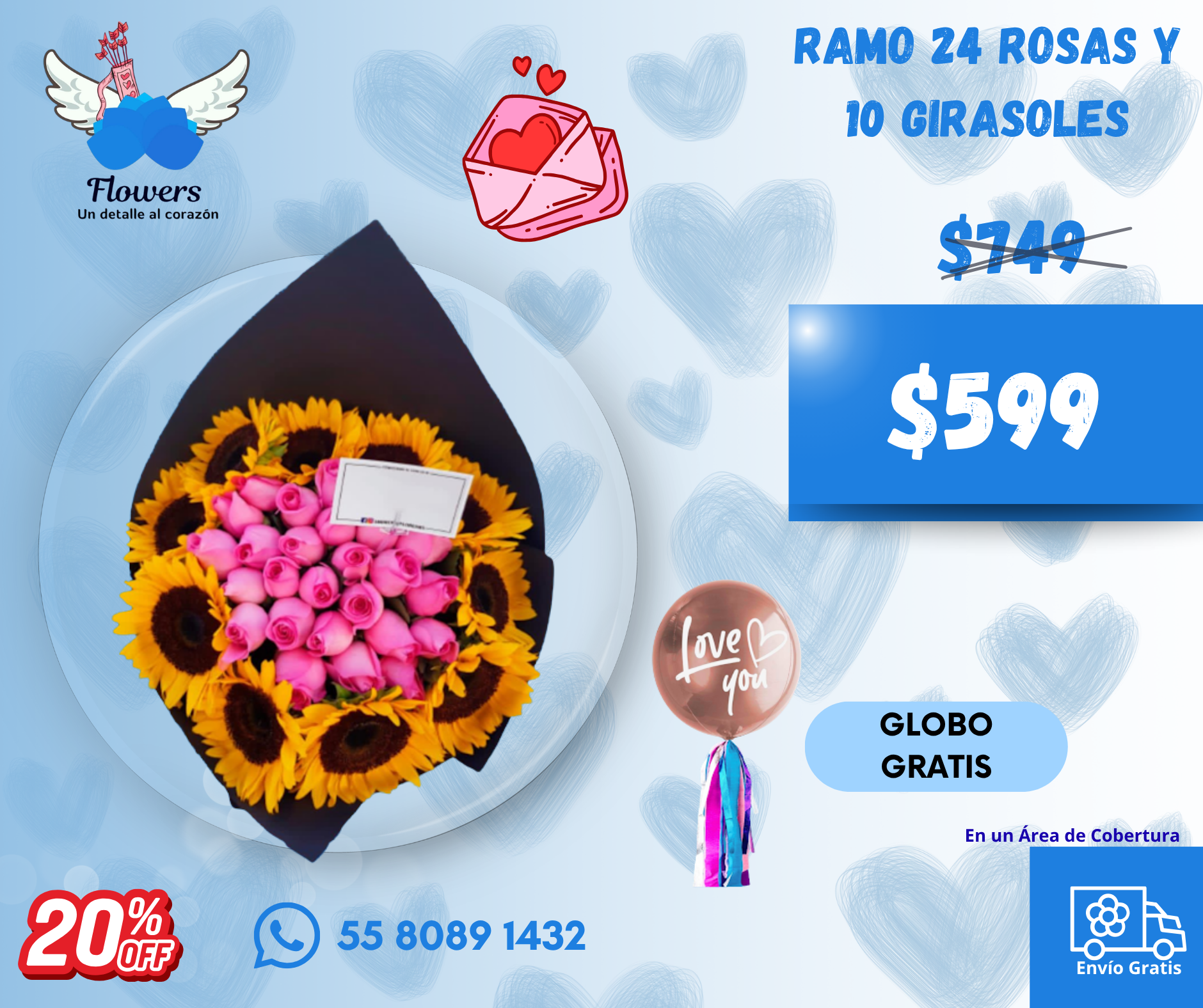 Ramo 24 rosas y 10 girasoles_0