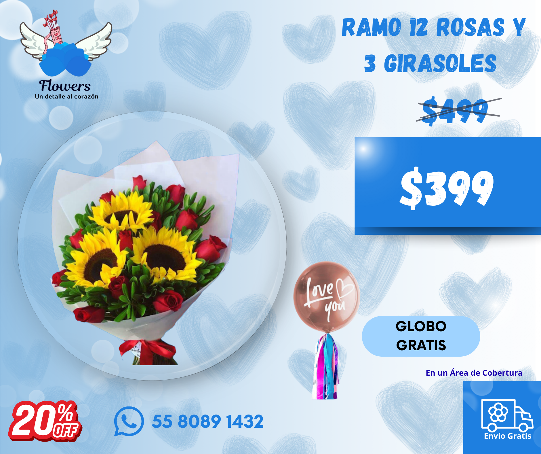Ramo 12 rosas y 3 girasoles_0