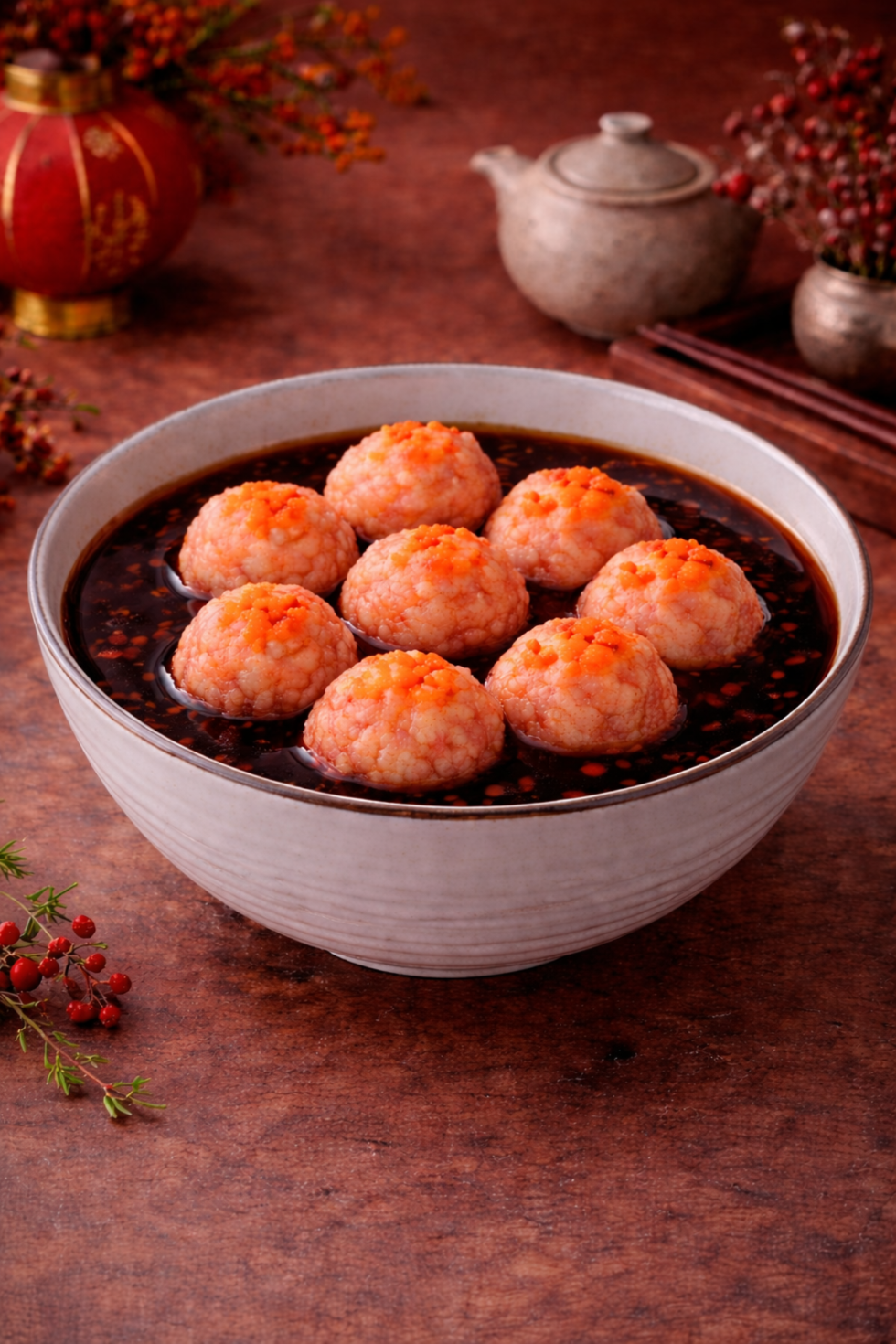 Tobiko Prawn Paste Ball Soup (飞鱼子虾滑汤 )_0