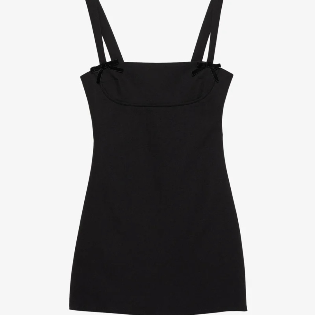 Robe Courte Noire à Noeuds - Style Coquette Chic_0