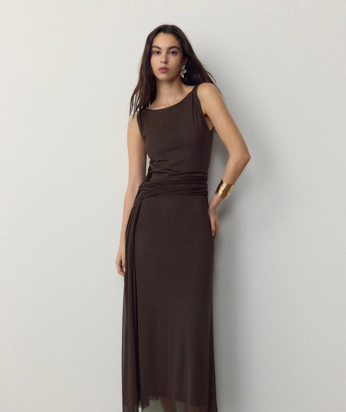 Robe Drapée Marron Chocolat -  Earthy_0