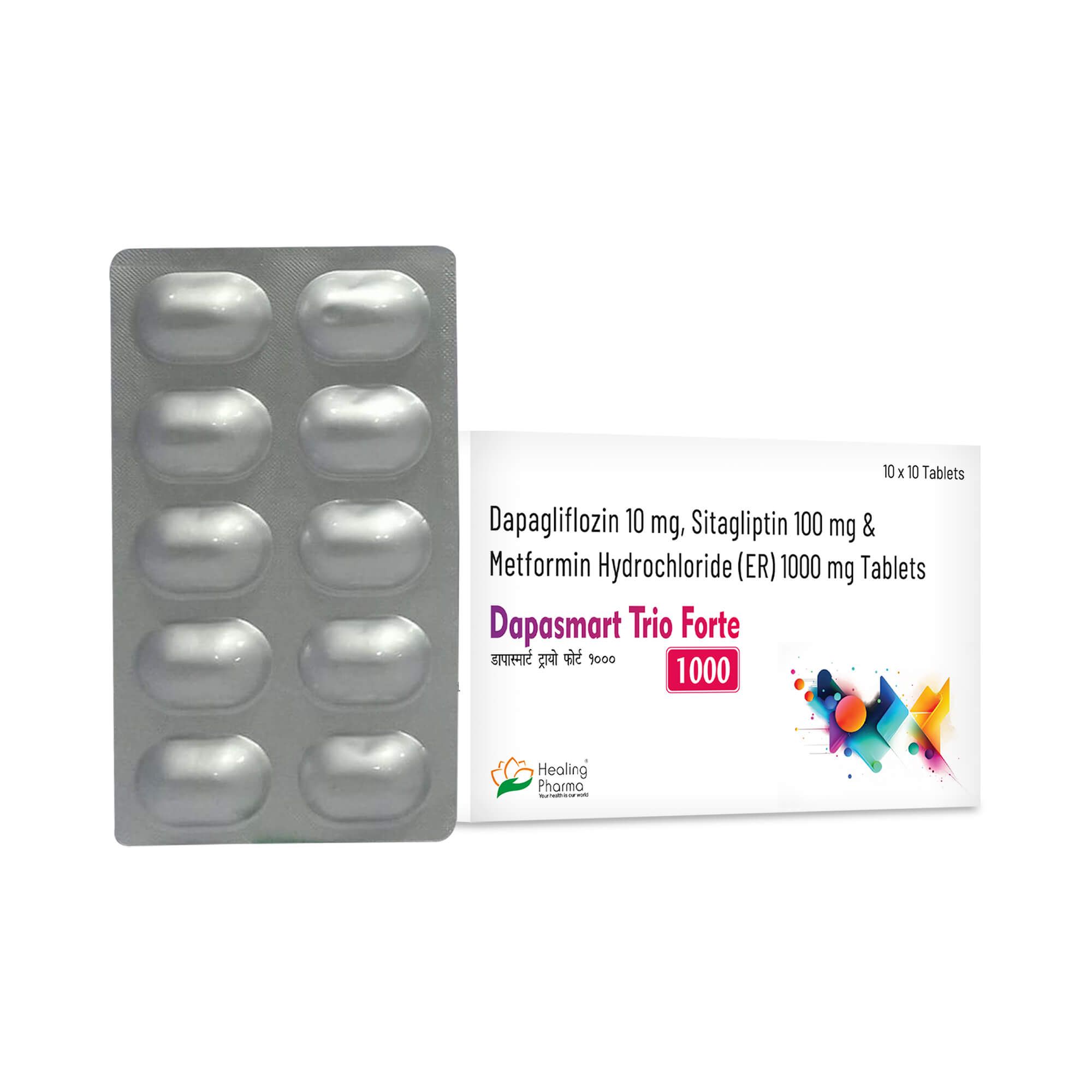 Dapagliflozin Propanediol Monohydrate,Eq. To Dapagliflozin - +Sitagliptin Phosphate Monohydrate I.P., Eq. To Sitagliptin - +Metformin Hydrochloride I.P., (As An Extended Release) - 1000 Mg_0