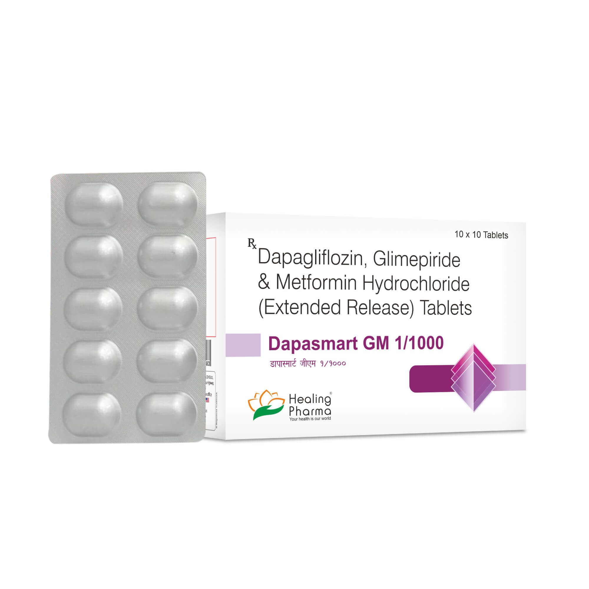 Dapagliflozin + Glimepiride + Metformin (Sr) Tablets 1000 Mg Tablet_0