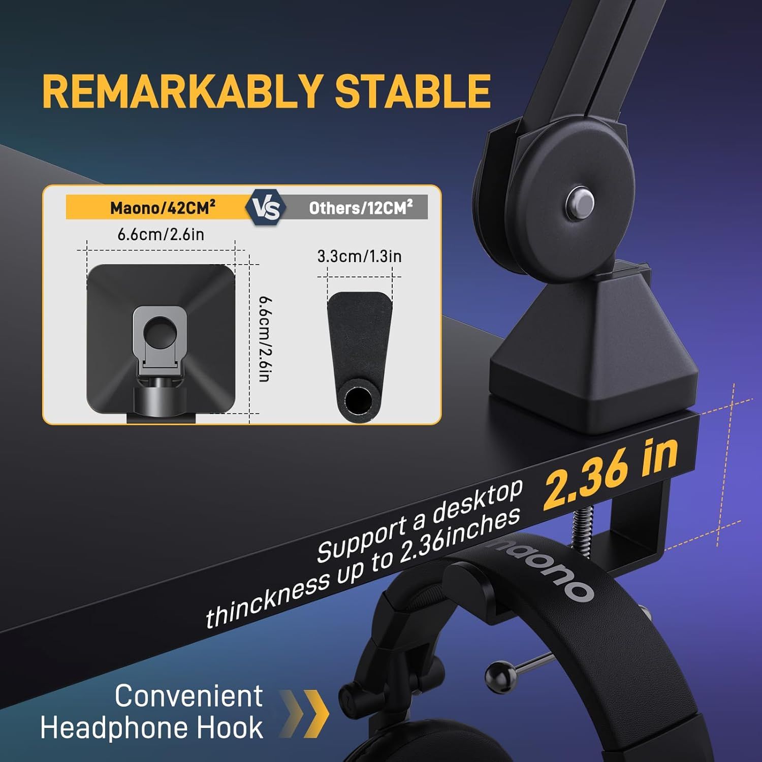 MAONO PD200X / MICROFONO STREAMING PODCAST CON BRAZO ARTICULADO / 1 MICROFONO / REDUCCION DE RUIDO / USB C / XLR / RGB_7