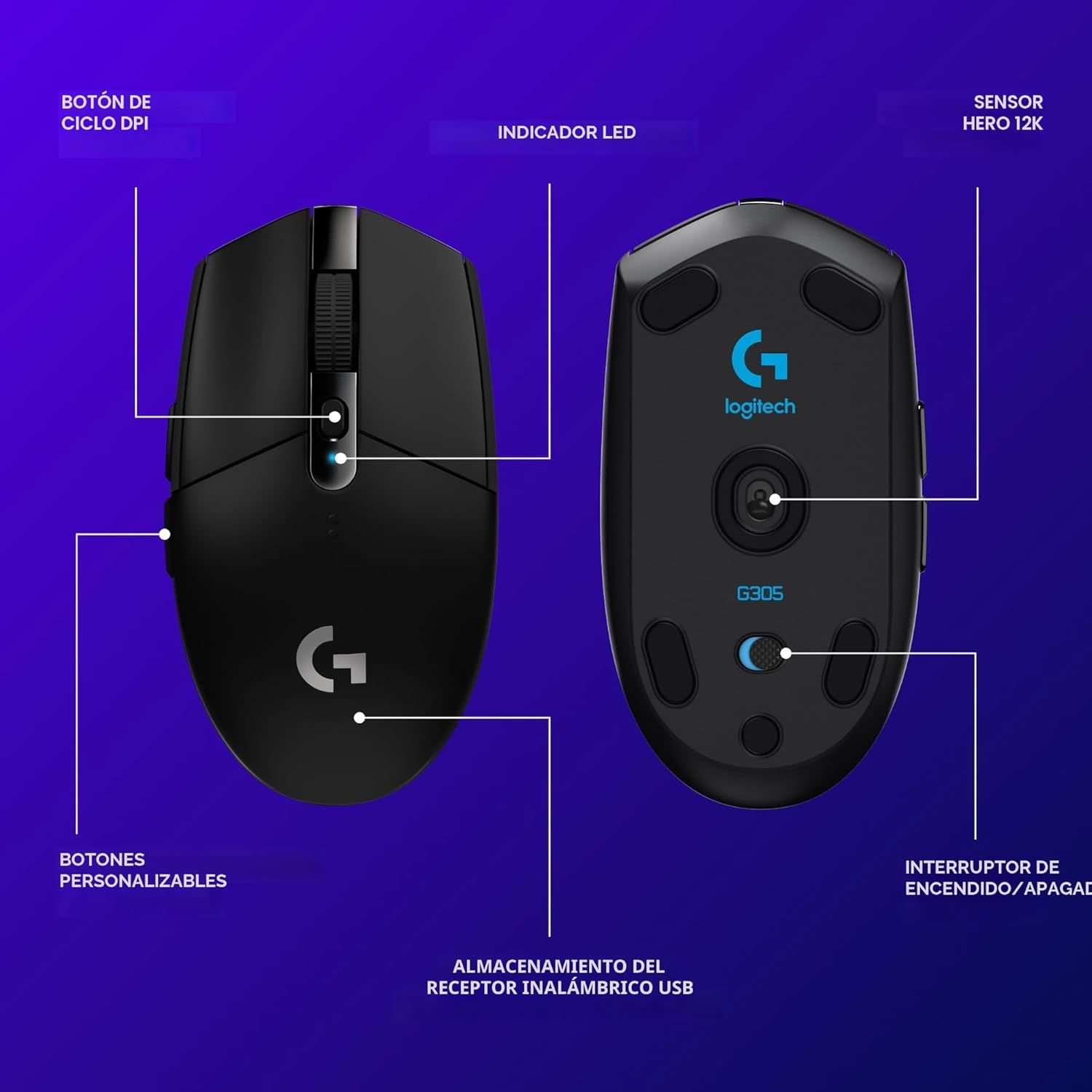 LOGITECH G305 / 12000 DPI / 6 BOTONES / WIRELESS USB / INALAMBRICO_3